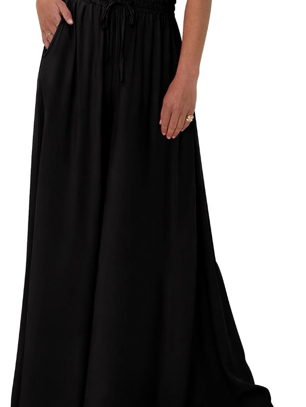 Wide Leg Flowy Black Palazzo Pants for Women.